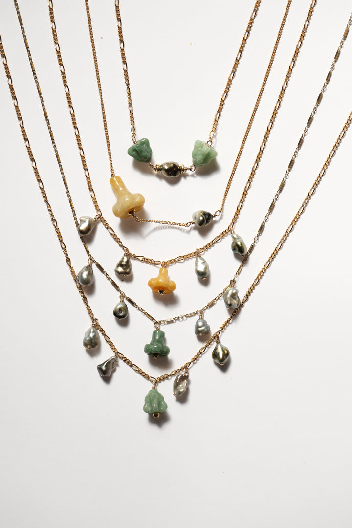 Pua Jade Keshi Shipwreck Necklace (Purple Puakenikeni)