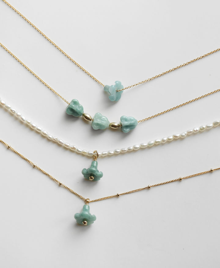 Mini Puakenikeni Jade Classic Necklace
