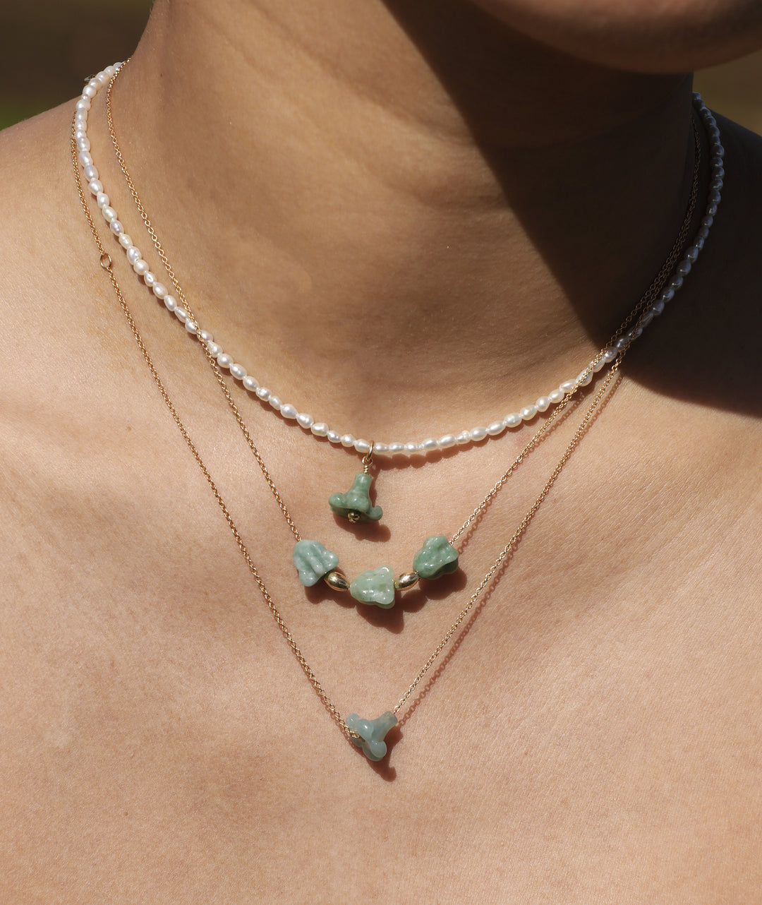 Mini Puakenikeni Jade Classic Necklace