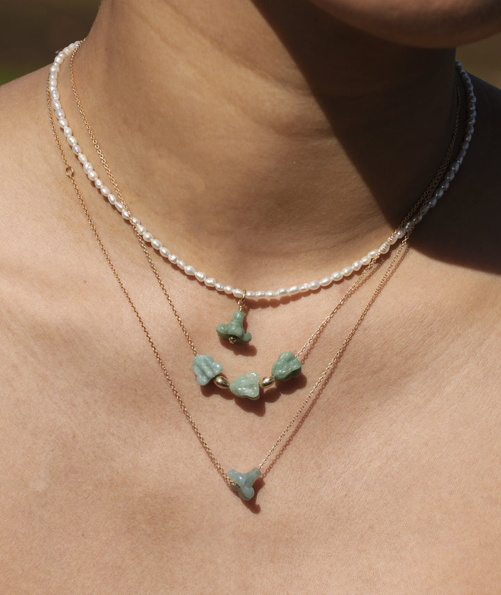 Mini Puakenikeni Jade Classic Necklace