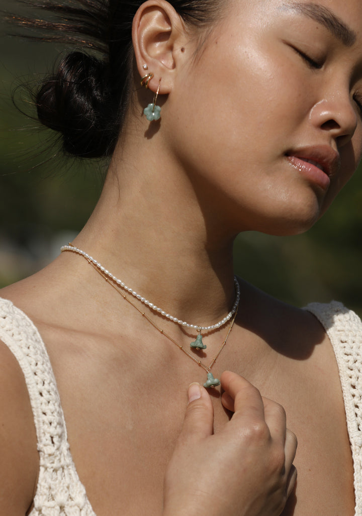 Mini Puakenikeni Jade Drop Necklace