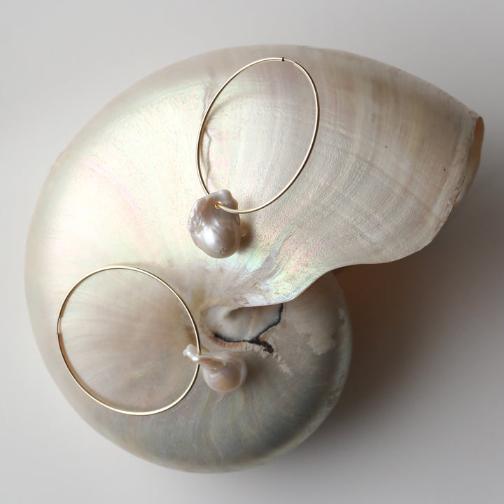 Glisten Pearl Hoops