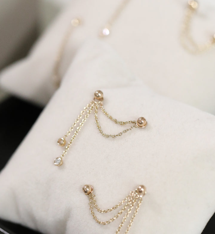 14K Diamonds Drop Chain Earring Attachment