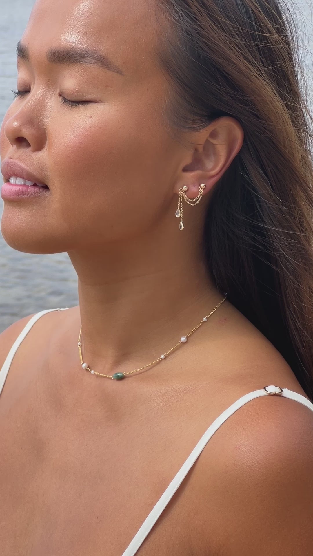 14K Moonstone Drop Chain Earring Attachment
