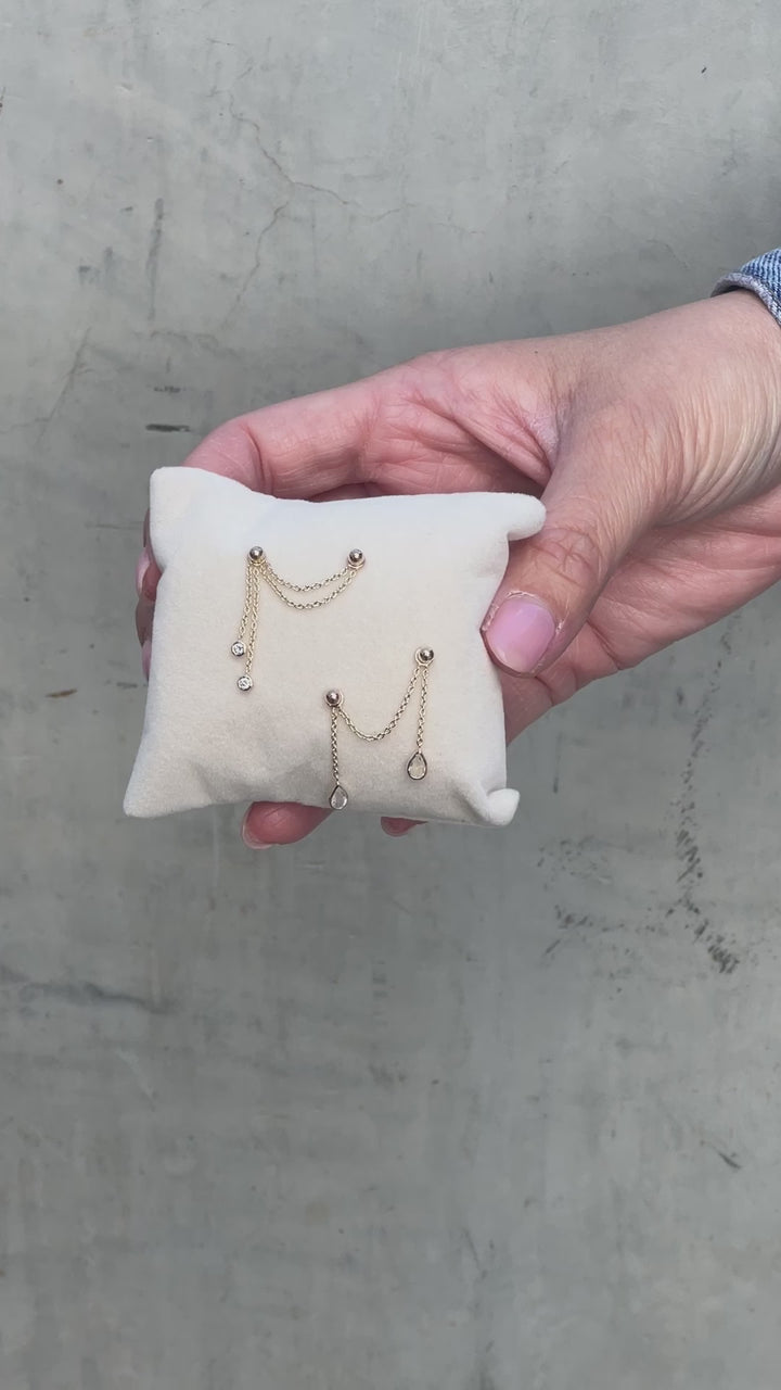 14K Diamonds Drop Chain Earring Attachment